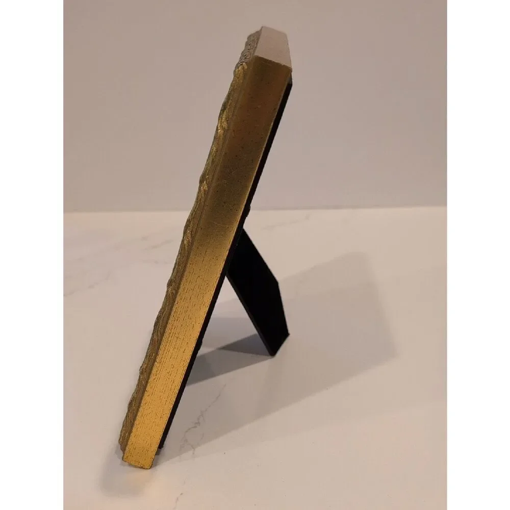 Vintage Gold Ornate Picture Frame Velvet Easel Back 4